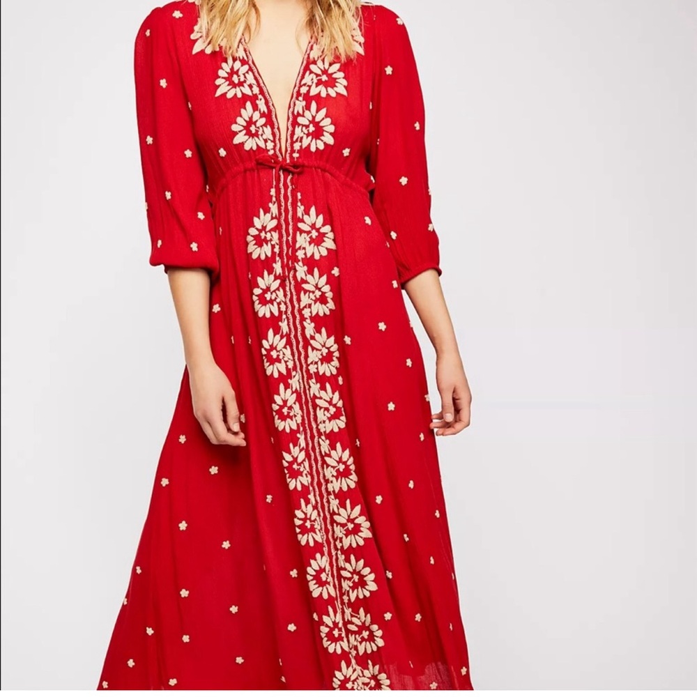 Free People Fable Embroidered Maxi Dress